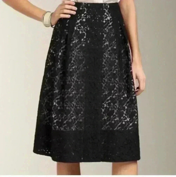 Talbots NWT New Womens Black White Lace A Line Skirt Size 4 - Picture 1 of 10